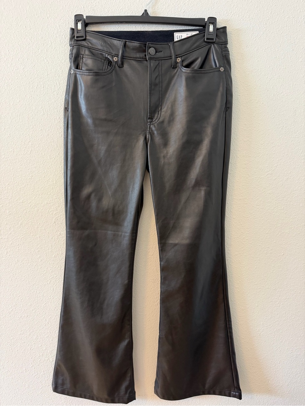 GAP 70’s Flare High Rise Women’s Black Faux Leather Bootcut Jeans  8P